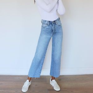 High Rise Wide Leg Denim Pants